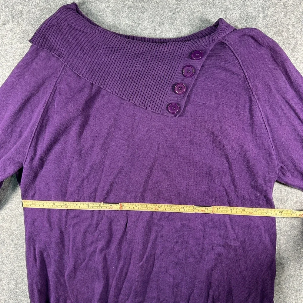 Great Northwest Indigo Womens XL Purple Asymmetrical Button Neck Knit Sweater